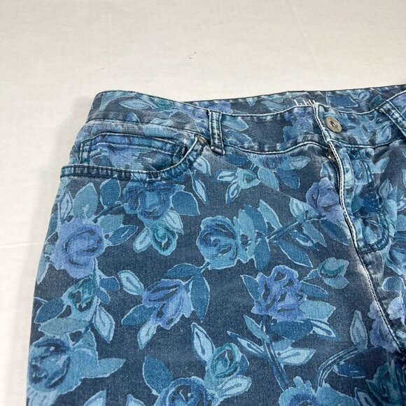 J.Jill Slim Fit Jeans Floral Botanical Denim Feminine Straight Leg Stretch 4P - Picture 4 of 15